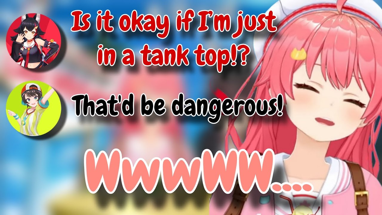 Miko burst out laughing after hearing about Mio and Subaru's situation at the security checkpoint!