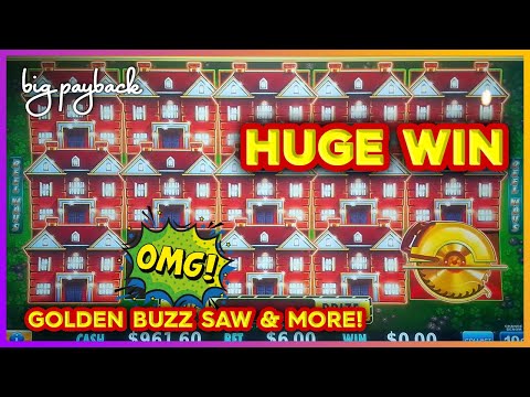 GOLDEN BUZZ SAW!!! Huff N' Even More Puff Slots - SO MANY MANSIONS!