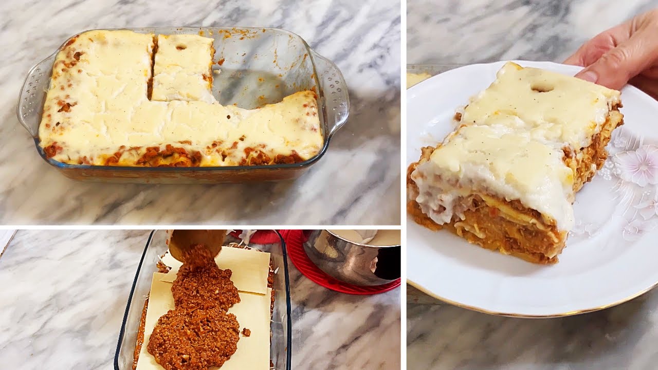 لازانيا باللحم المفروم والجبن بكل اسرارها وتفاصيلها والبنة لا تقاوم 😋❤️