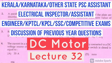 Kerala PSC Assistant Electrical Inspector, KSEB AE, SE | DC Motors |KPCL|KPTCL|MCQs|EEE| Electrical