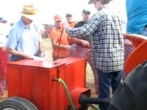 Allis Chalmers WD-45 diesel on the dynamometer at the orange spectacular in Hutchinson Minnesota. The six cylinder diesel engine produced 45 horsepower and plenty of black smoke.