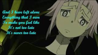 Nightcore Never Too Late Three Days Grace lyrics on screen