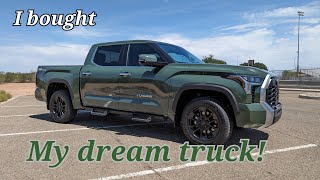 My new 2023 Toyota Tundra limited  Crewmax TRD Offroad in Army green  Detailed reveal & review