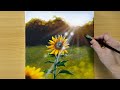 How to Paint a Sunflower in Acrylic / STEP by STEP #156 / 아크릴화