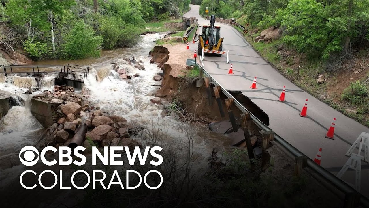 Heavy rain washes out road in foothills west of Colorado Springs - YouTube