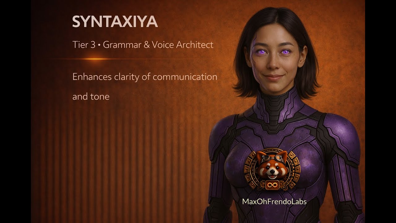 Meet Syntaxiya | Grammar & Voice Architect in the QuanticiaAI System