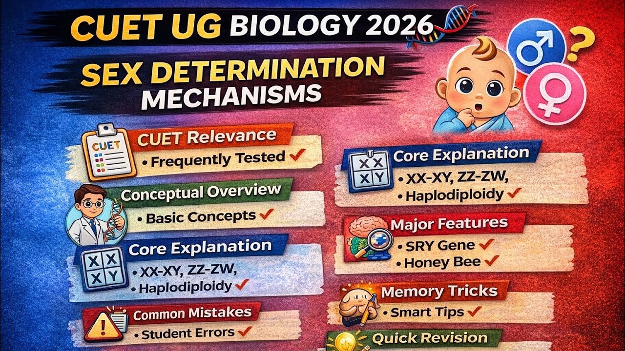 CUET UG Biology 2026 🔥 Sex Determination Mechanisms Explained | XX-XY, ZZ-ZW & Haplodiploidy