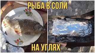 картинка: Сазан в соли на углях