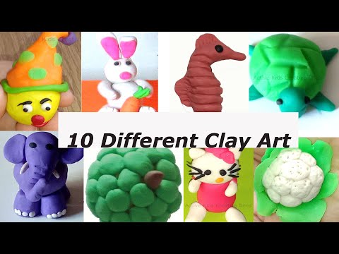 10 Clay Compilation, Clay Art for Kids, DIY, clay modelling competition  ideas