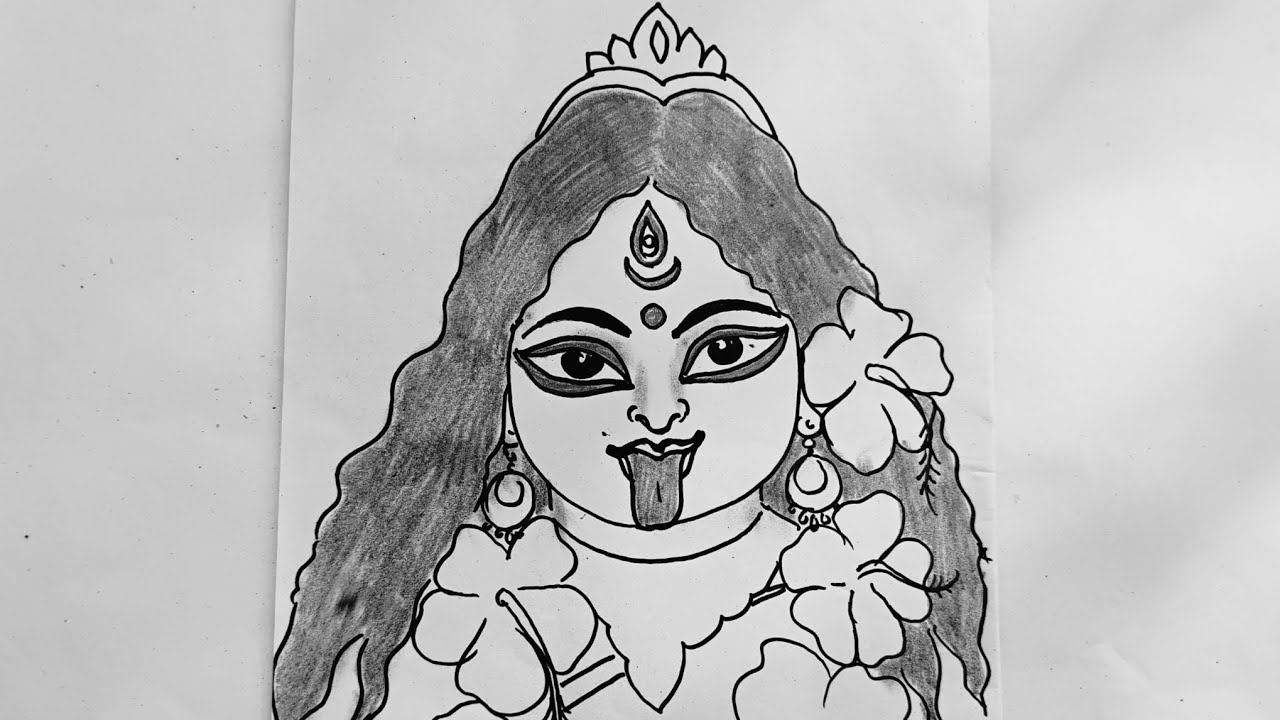 How to Draw Ma Kali Face Easy step by step for Beginners/Ma kali Drawing 