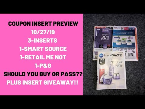 EARLY COUPON INSERT PREVIEW FOR10/27/19|3 INSERTS 1-SS 1-RMN 1-P&G|PLUS INSERT GIVEAWAY ENTER TO WIN