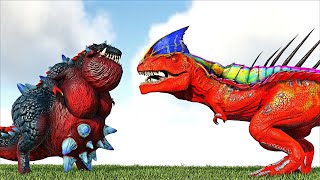FAT-GODZILLA SUMOSAURUS VS HYBRID GIGAPLOLOPHOSAURA REXARTHO (S HY) (ARK SURVIVAL EVOLVED BATTLE)