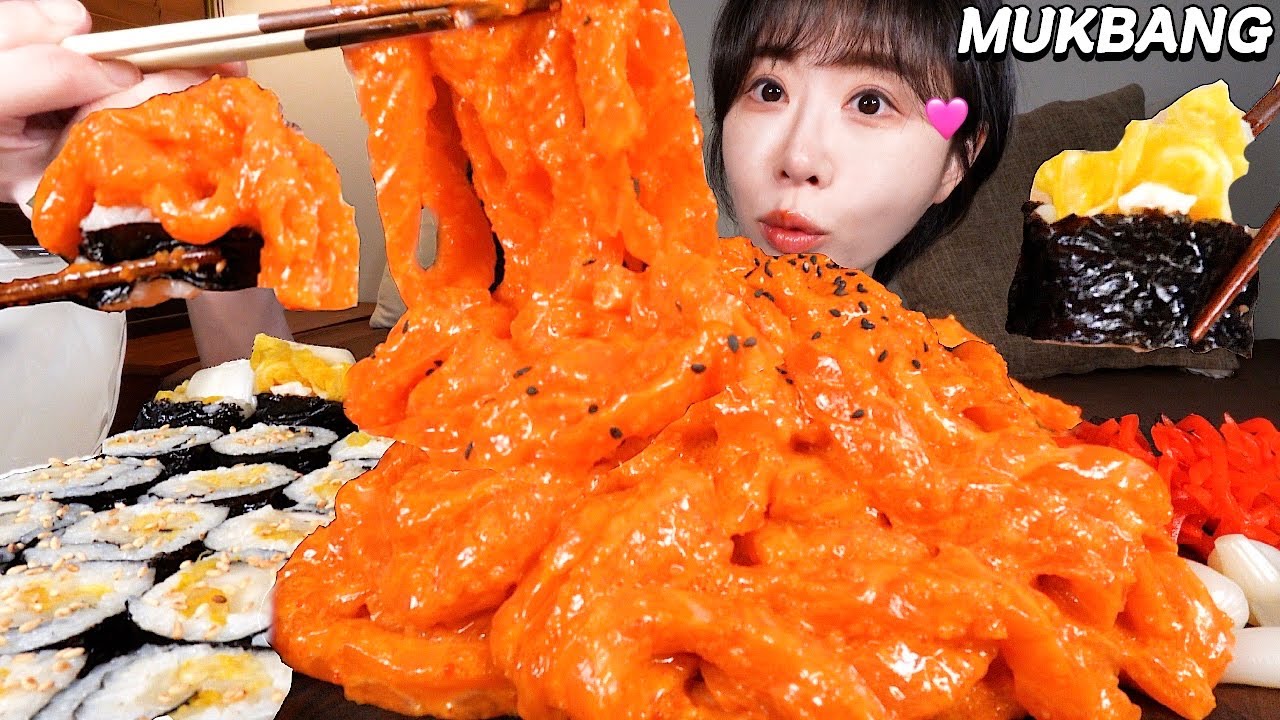 💗연어 깍두기 아니고.. 연어비빔국수🙈💖 묵은지김밥과 함께 먹방✨ Spicy buldak sriracha mayo salmon, Aged kimchi gimbap MUKBANG