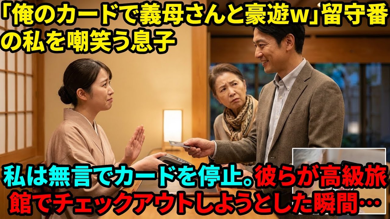 【スカッと】私のカードで義母と温泉旅行へ行った息子。「母さんは留守番なw」私「了解（カード止めるね）」→現地で支払い不能になった結果…【シニアライフ】【60代以上の方へ】