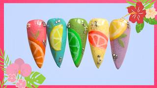 NEON CITRUS SLICE NAILS 🍊🍋 Easy Summer Nail Art Tutorial