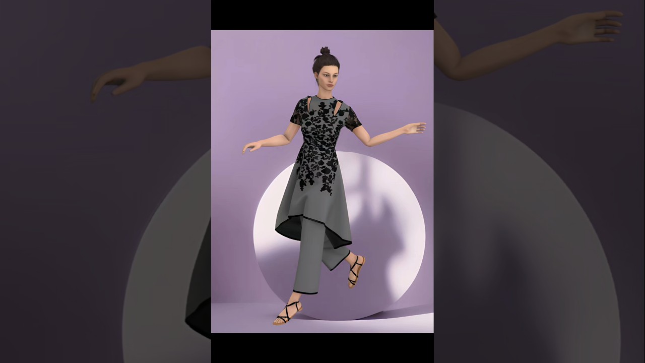 Smokey grey colour kurti design 