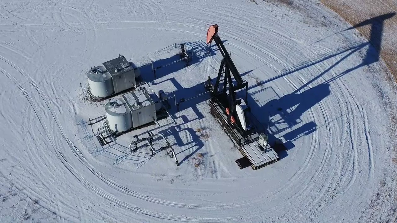 Drone flight in a winter landscape