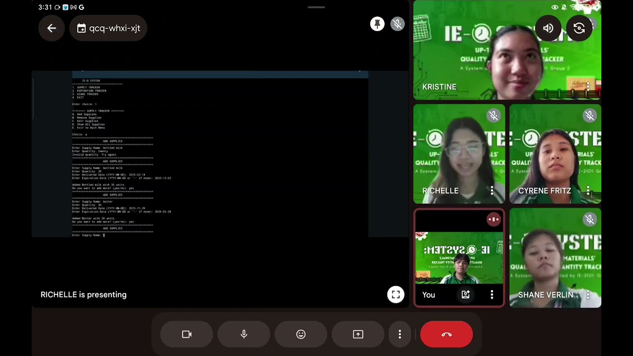 IE-Q System: Up-to-Date Materials' Quality and Quantity Tracker