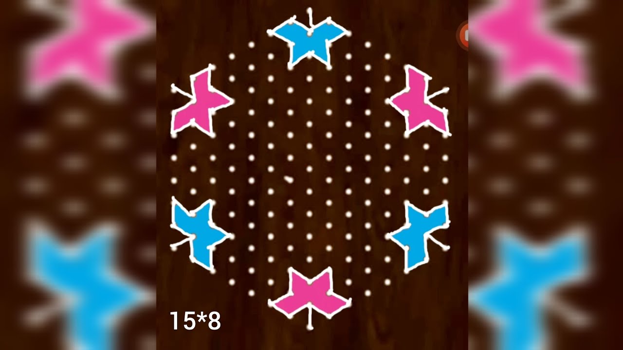 15*8 dots flower rangoli 🪻newyear celebration 🪻Sankranti chukkla 🪻Ugadi mugglu 🪻