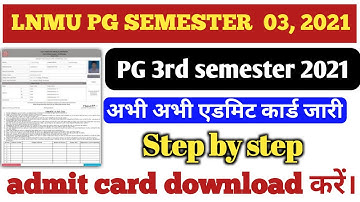 PG semester 3,2021 admit card।।How to download admit card,today