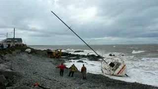 Yachts blown ashore in Skerries Storms