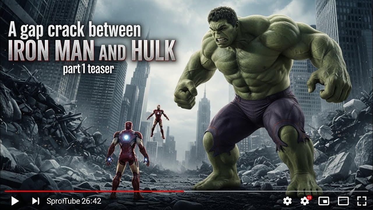 A gap crack between iron man and hulk  ( AI short film  ) part 1 official teaser 
