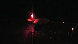 F/A-18 Hornet Night Launch USS Enterprise. (late afterburners)