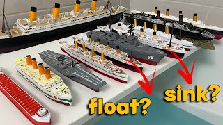 We Tested All These Ships in the Water [ Titanic, Britannic, Fitzgerald ] Will they Sink or Float?