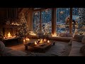 Warm Fireplace Soft Piano Music Relaxing Holiday Ambience With Snowfall