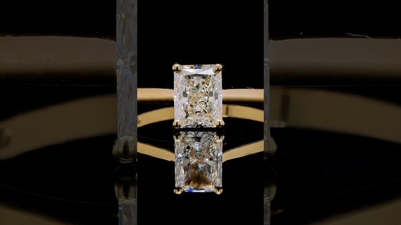 Radiant Cut Solitaire Diamond Ring In 18K Yellow Gold With Gia Report - Orogem Jewelers