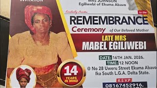 14th year rememberance of Late Mrs Mabel Egileiwebi in Ekuma,Abavo