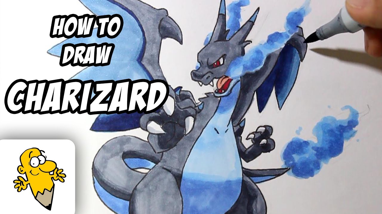 mega charizard x drawing