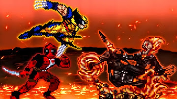 Deadpool V2 (New) & Wolverine V4 (New) VS Ghost Rider V2 in Jump Force Mugen
