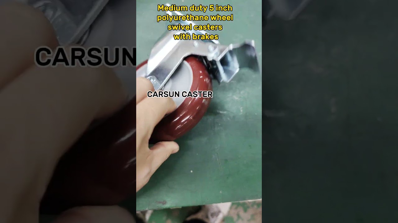 Medium duty industrial casters 5 inch polyurethane wheel swivel casters with brakes  