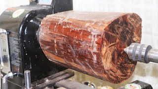 Wood turning: A large piece of snake wood, one of the densest wood, amazing color and  grain