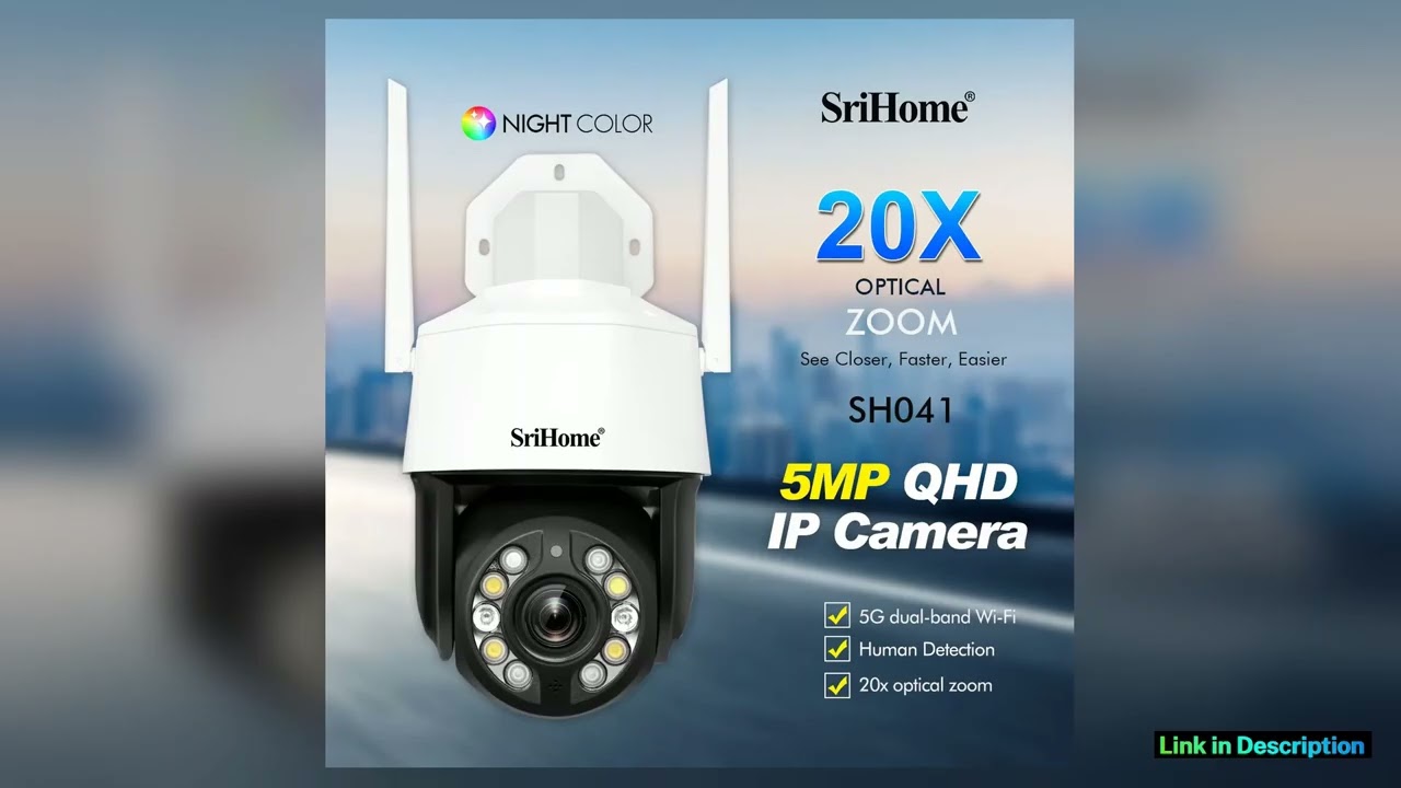 Sricam 50MP 20X Optical Zoom 5G Wifi IP Camera Outdoor IP66 Waterproof Onvif Security Protection
