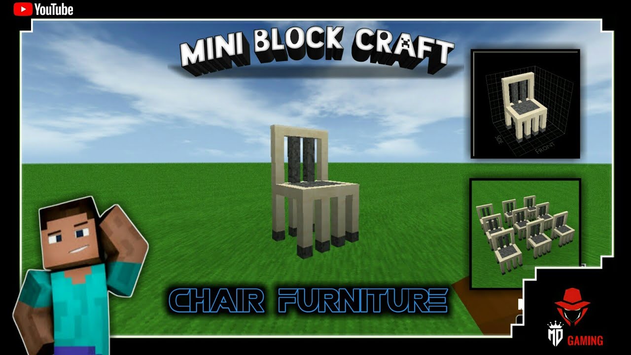 ⬜mini block craft 3d || how to make chair furniture in mini block craft