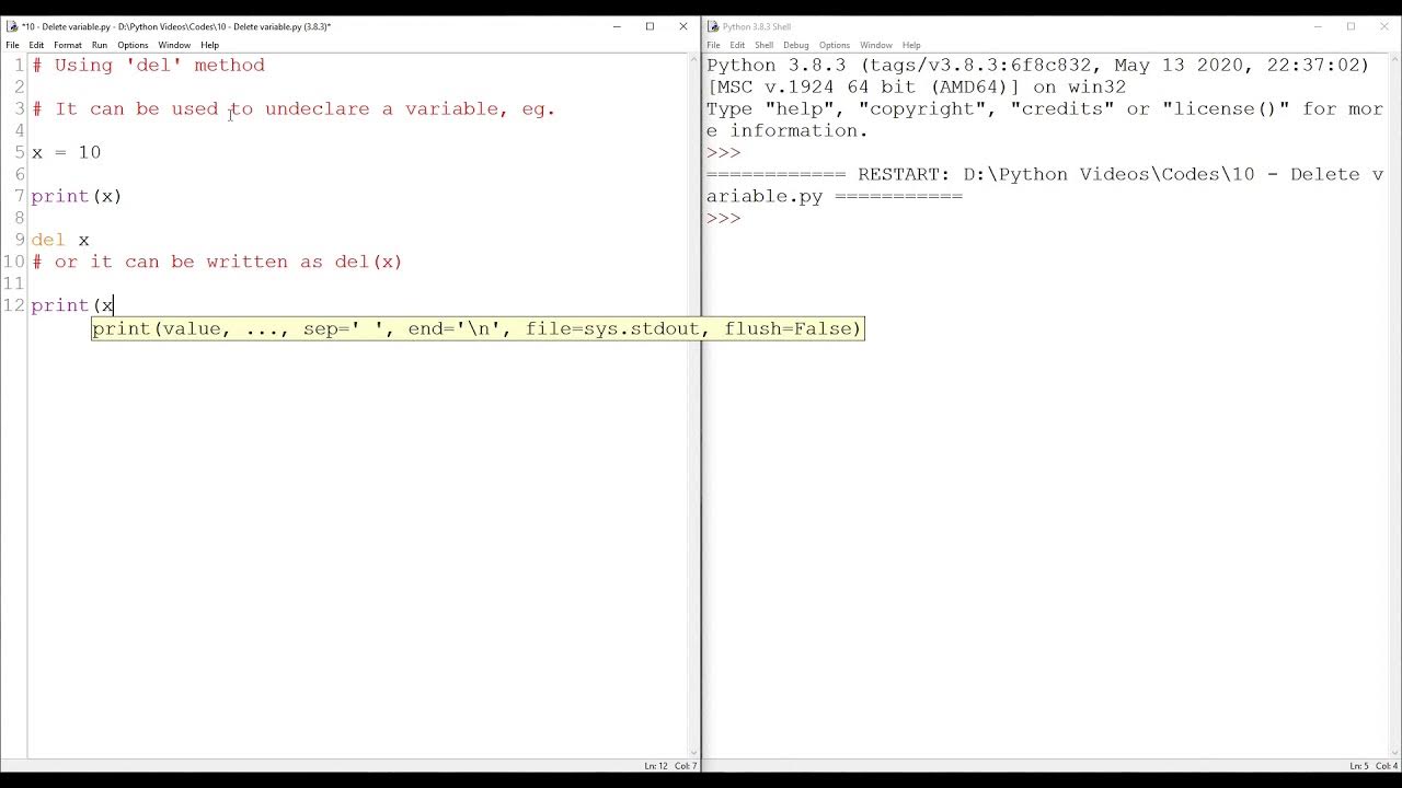 You can undeclare a variable in Python using 'del' method - YouTube