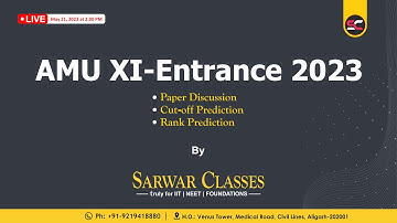 AMU XI-Entrance-2023 Paper Solution & Analysis By  Sarwar Classes, #Aligarh.# UP #9219418880#