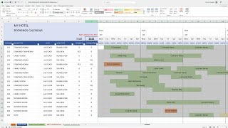 Hotel and Hotel Apartments Bookings Registry Calendar Excel Google Sheets Spreadsheet FULL TUTORIAL
