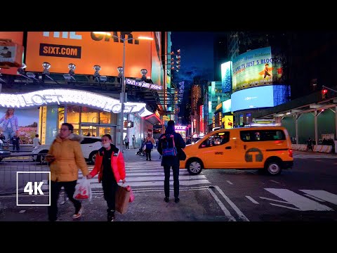 New York, Hoa Kỳ | Đi Bộ Thành Phố Ban Đêm 4K | 4 thg 2, 2023