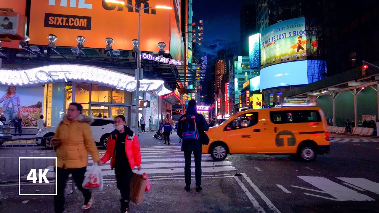 New York, Amerika Serikat | Jelajah Kota Malam 4K | 4 Feb 2023