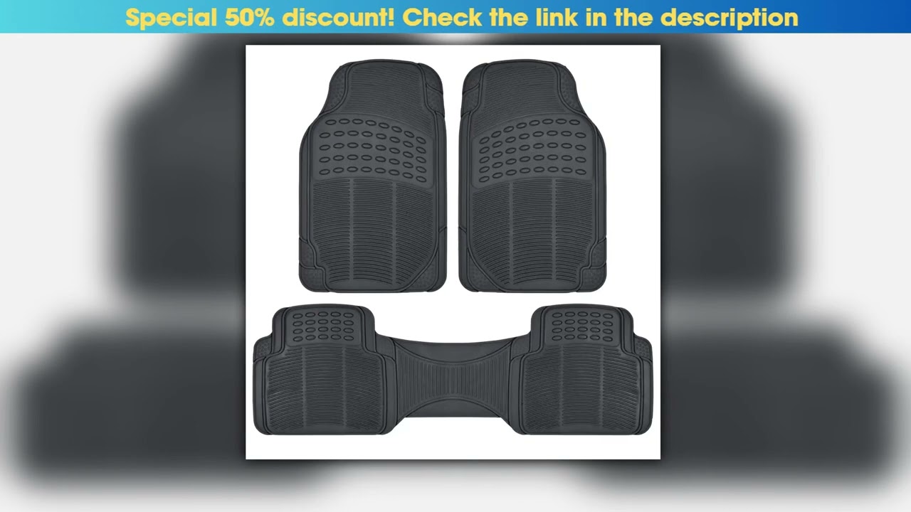 All Weather Solid Rubber Front and Rear 3Piece Universal Car Van Truck Floor Mats Set Ultra Compact