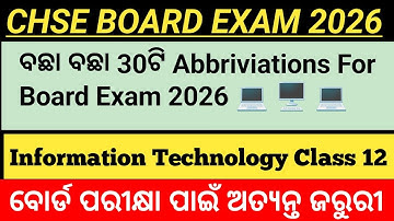 Important 30 Abbreviations ll CHSE BOARD EXAM 2026 ll For Arts, Commerce and Science ll