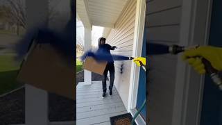 Woman Tries To Steal Lawnmower Mud Explosion Surprise