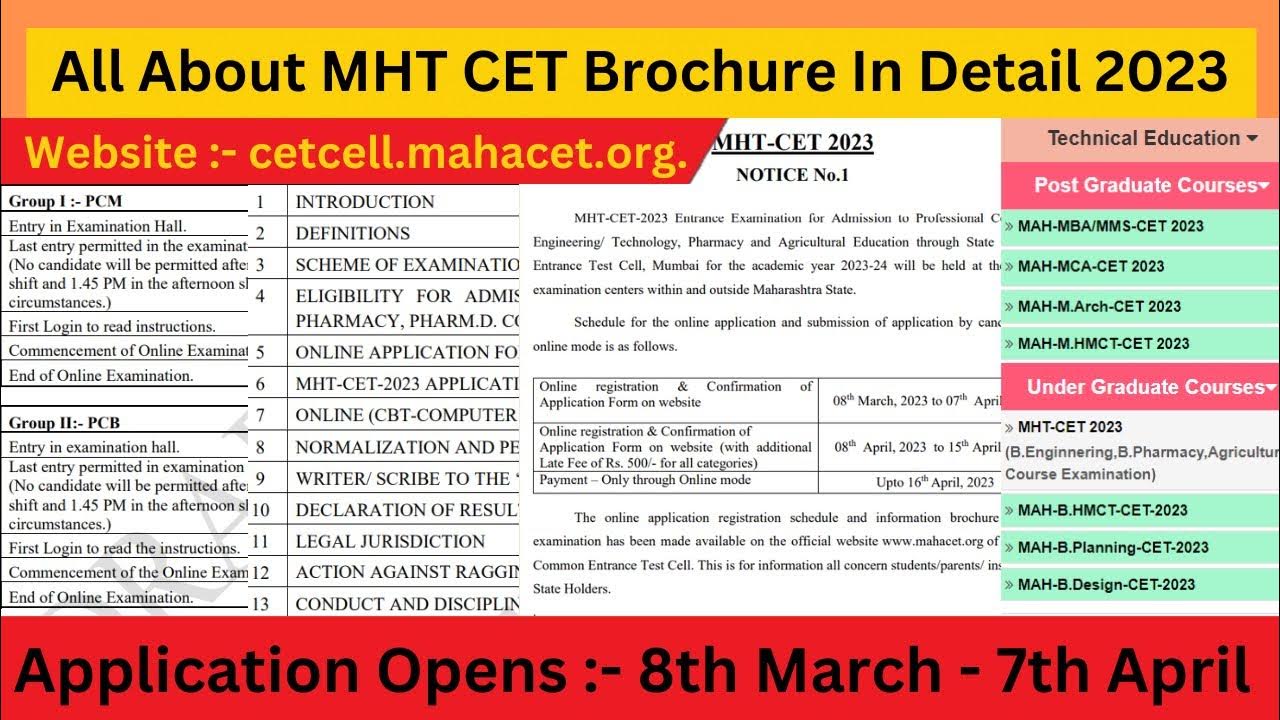 MHTCET Application Forms Out 2023 Information Brochure Syllabus