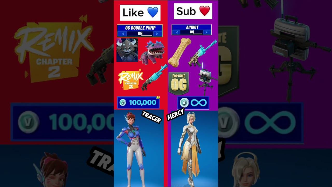 Choose your side ❤️💜 #fortnite #shorts #klombo #mercy #overwatch2