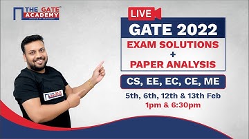 GATE 2022 Paper Analysis & Answer Key | LIVE on 5th, 6th, 12th & 13th Feb | THE GATE ACADEMY