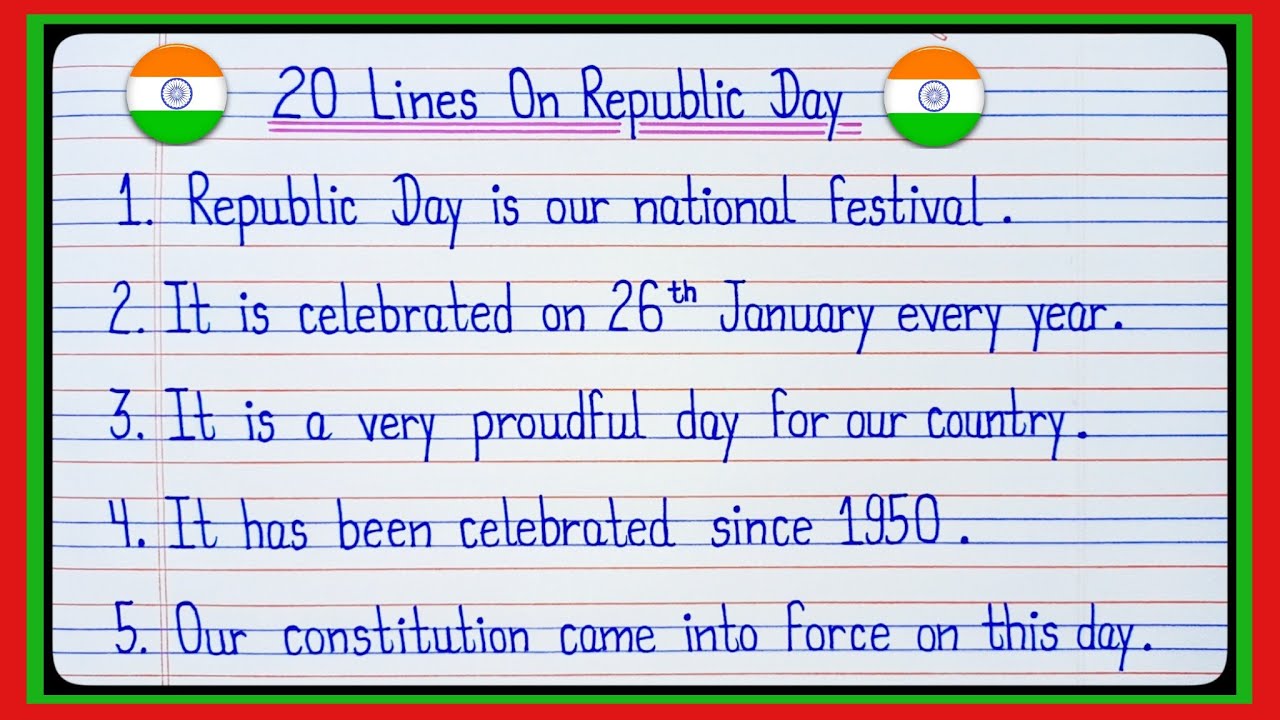 20 Lines Essay On Republic Day l 26 January Essay l Essay On Republic Day l गणतंत्र दिवस पर निबंध