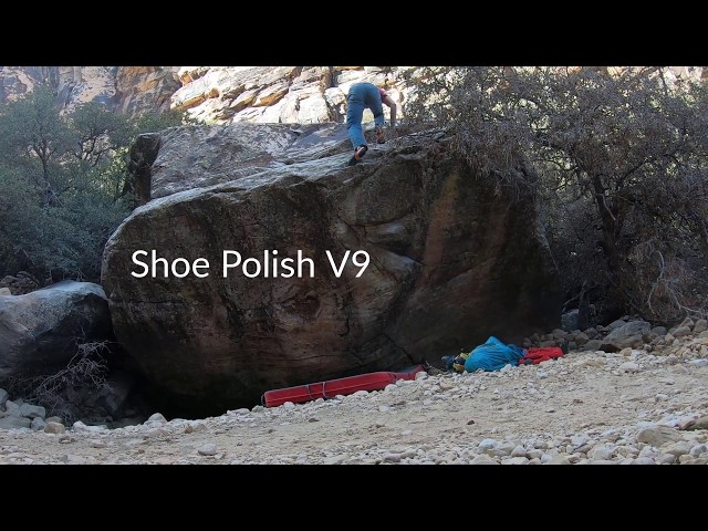 Shoe Polish V9 (one move in) - Ice Box Canyon - Red Rock Bouldering